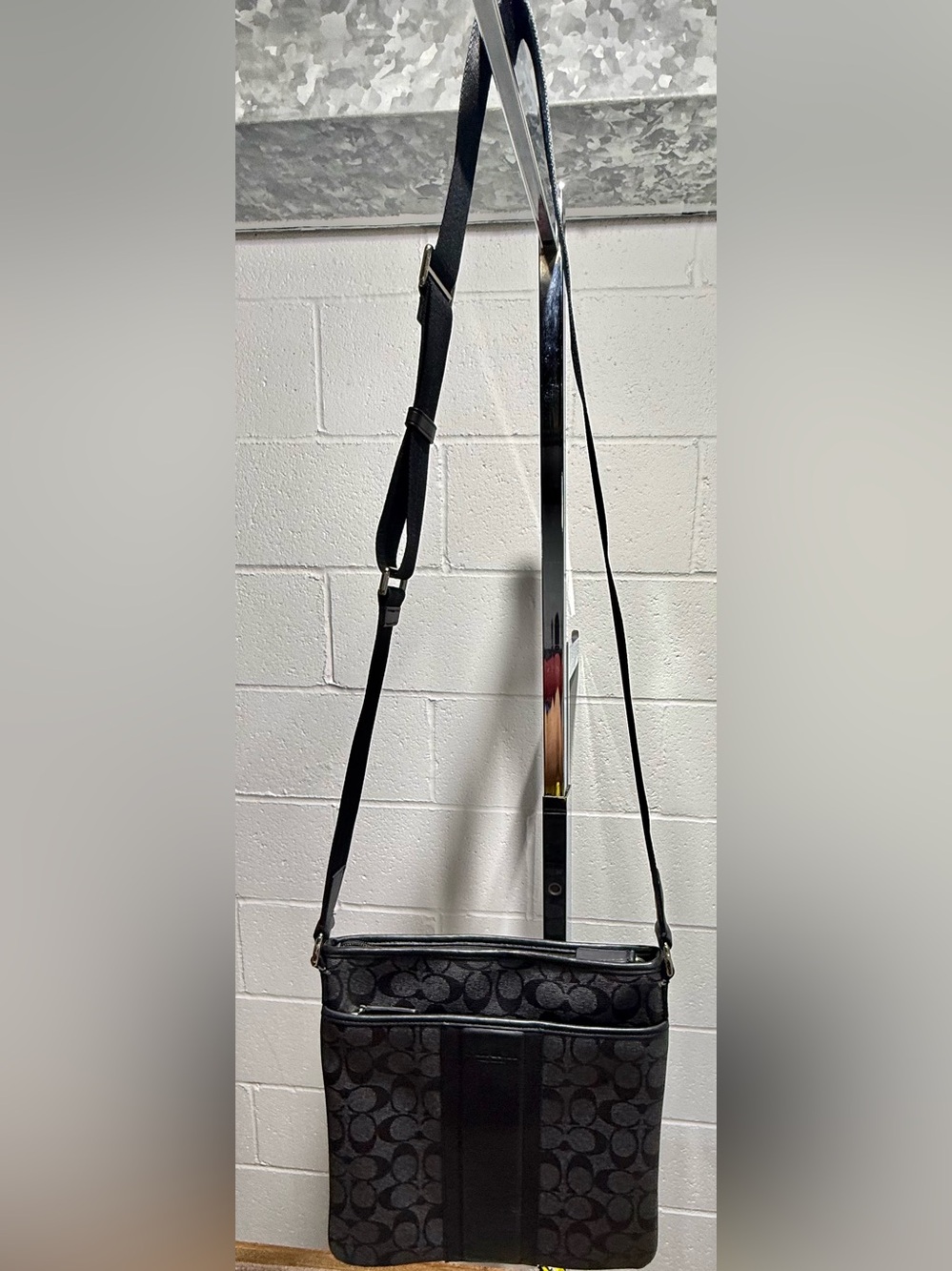 Coach Men's Black Signature Messenger Bag